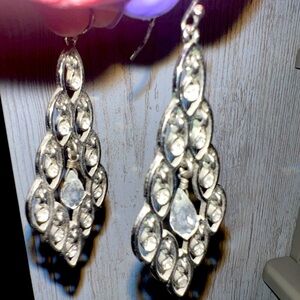 Silver Chandelier Earrings with Cascading Gemstones